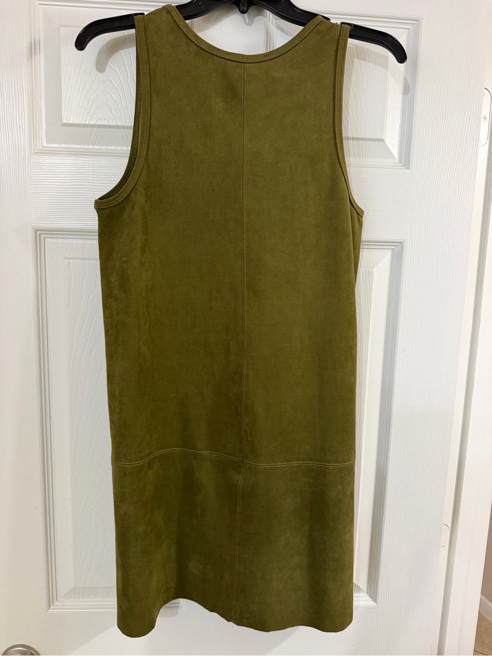 Karen Kane Olive Sleeveless Suede Midi Shift Dress
